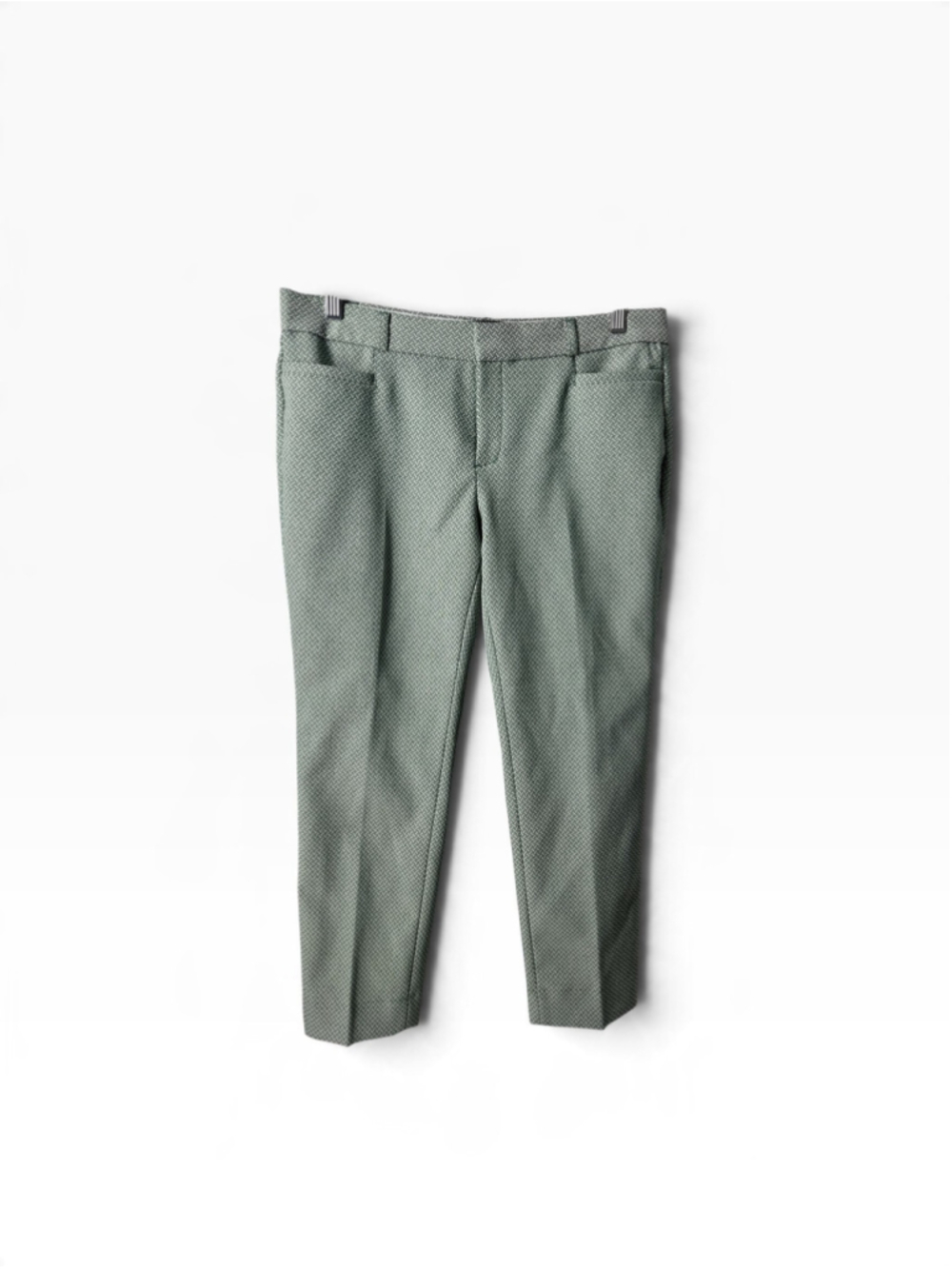 Banana Republic Ankle Pants Womens 8P Green print Sloan Slim Twill Career